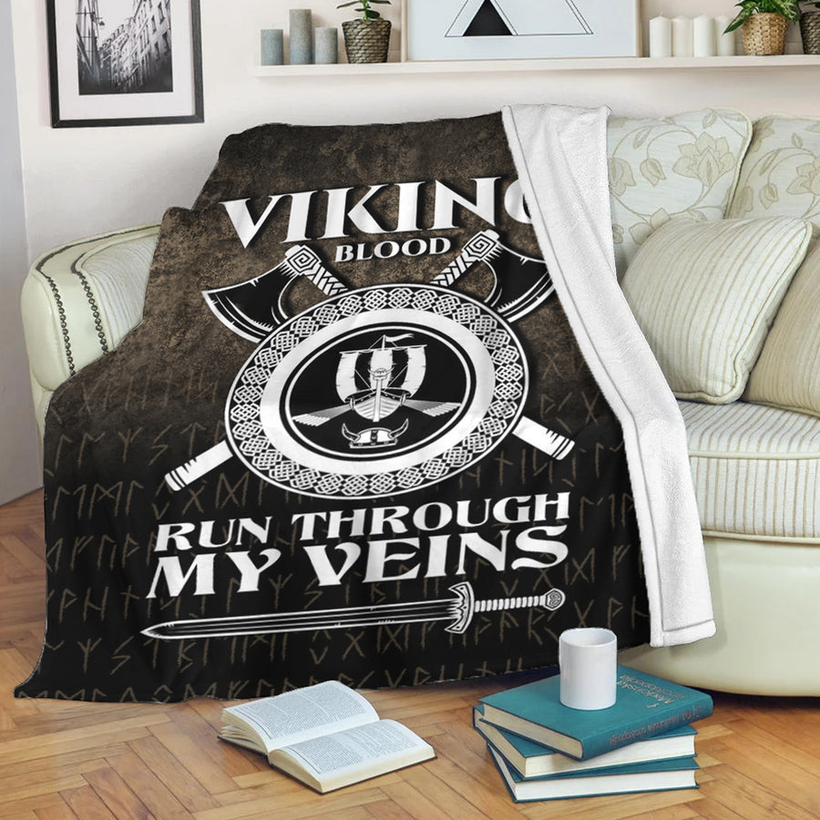 Ligerking Premium Blanket - Viking Blood Run Through My Veins Premium Blanket A7
