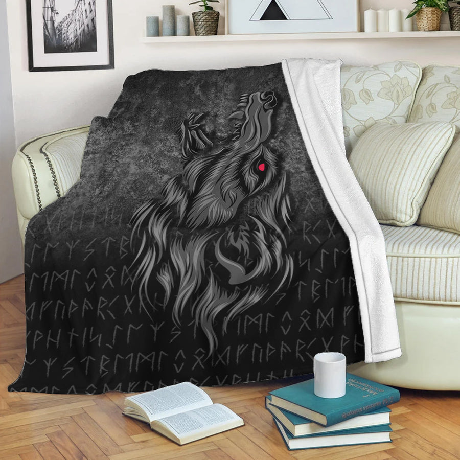 Ligerking Premium Blanket -Viking Fenrir Wolf Howls To The Gods Premium Blanket A7