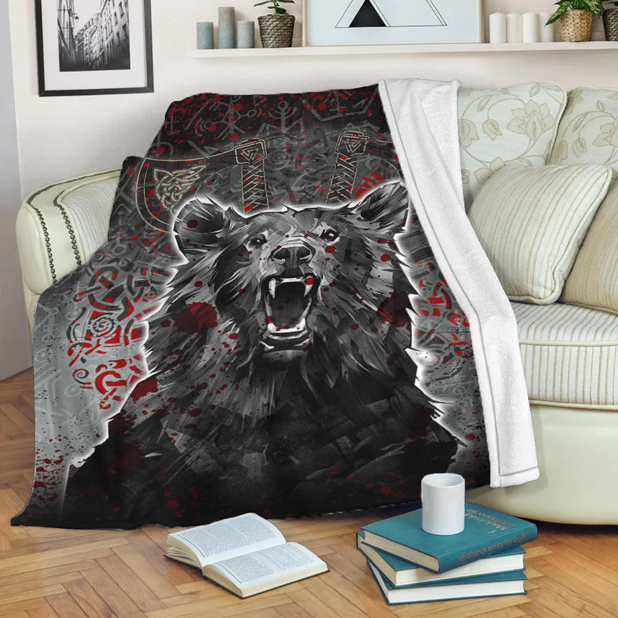 Ligerking Premium Blanket - Viking Berserker Bear Blood Premium Blanket A35