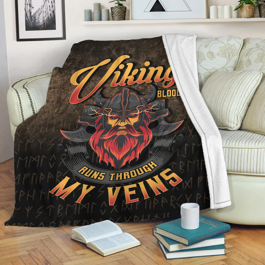 Ligerking Premium Blanket - Viking Blood Run Through My Veins Premium Blanket A7