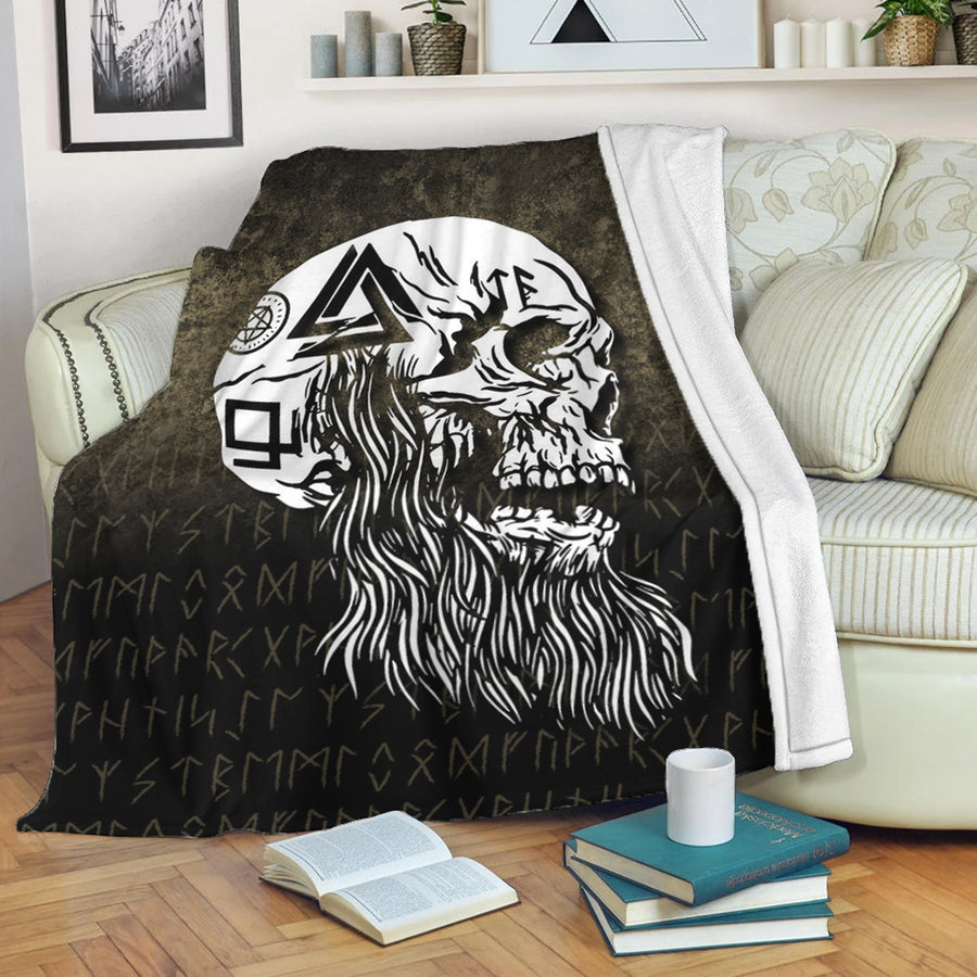 Ligerking Premium Blanket -Viking-Skull-with-tattoos-and-long-beard Premium Blanket A7