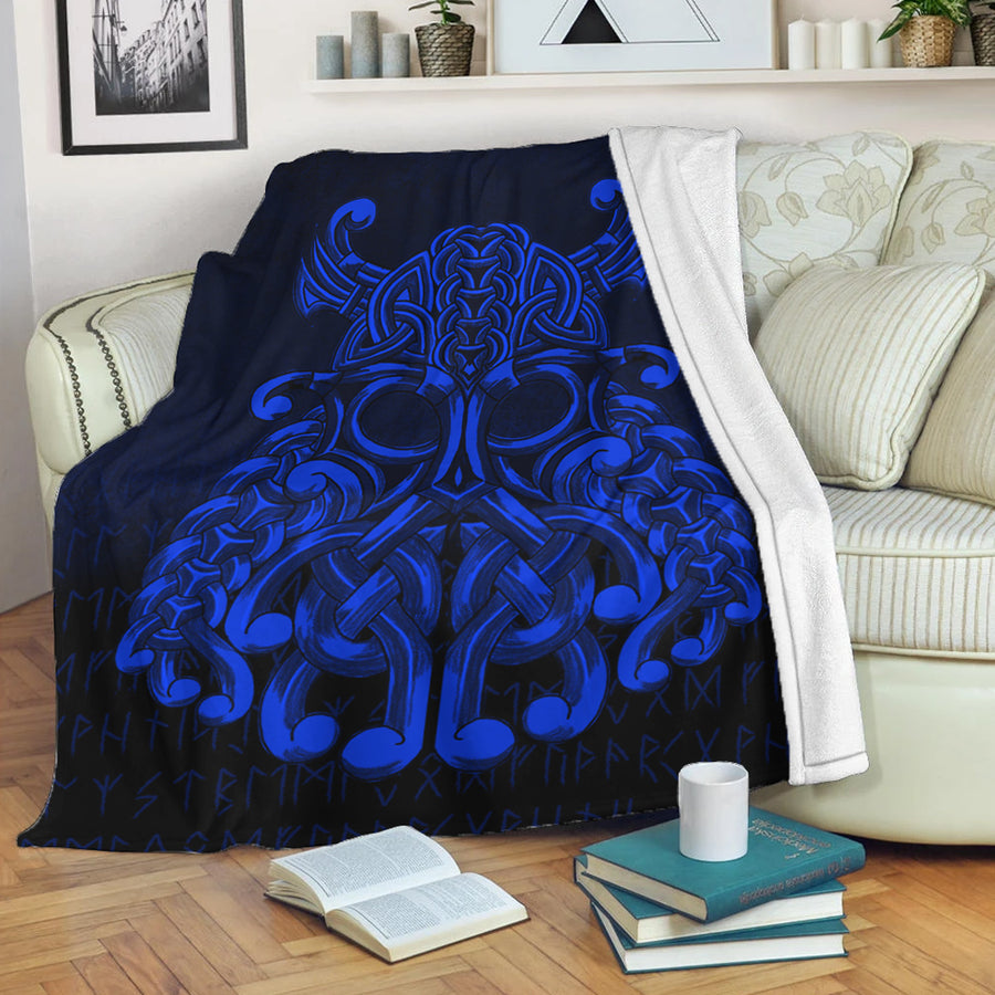Ligerking Premium Blanket - Vikings Odin Valhalla - Blue Version Premium Blanket A7