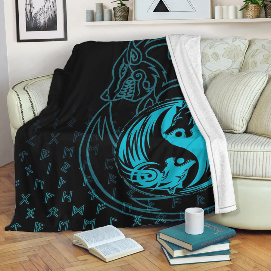 Ligerking Premium Blanket - Skoll and Hati Cyan Premium Blanket A94