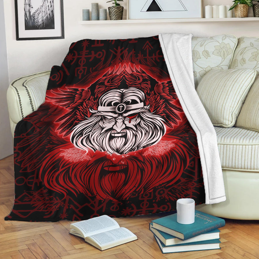 Ligerking Premium Blanket -Viking Odin Red Premium Blanket A95