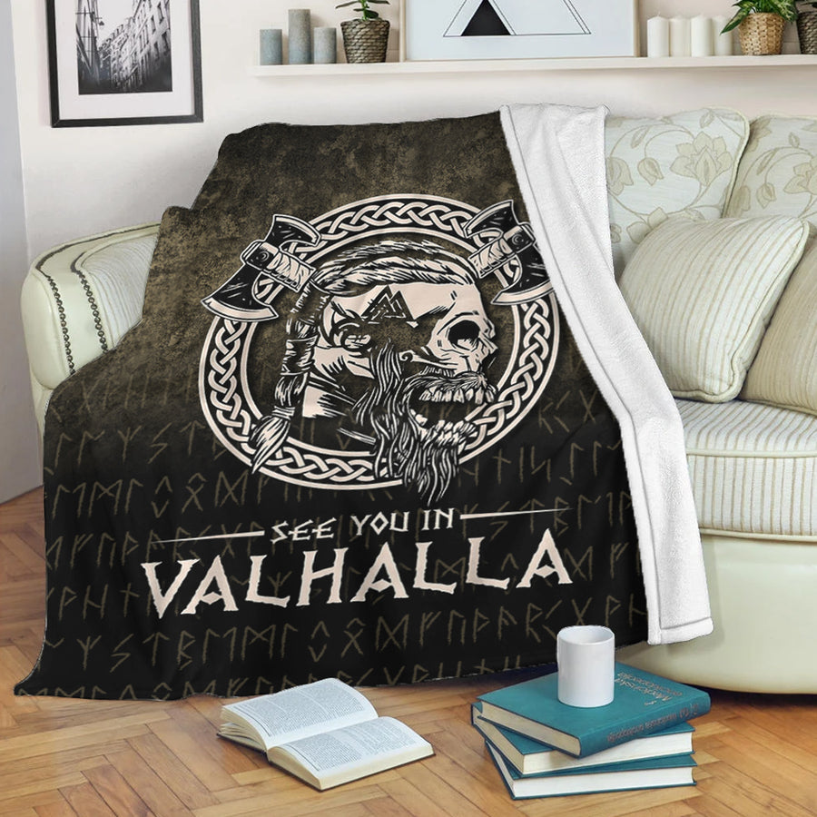 Ligerking Premium Blanket - See You In Valhalla Viking Premium Blanket A7