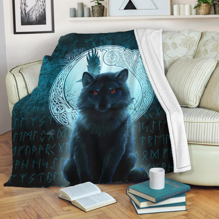 Ligerking Premium Blanket - Fenrir Viking Wolf - Cyan Version Premium Blanket A7