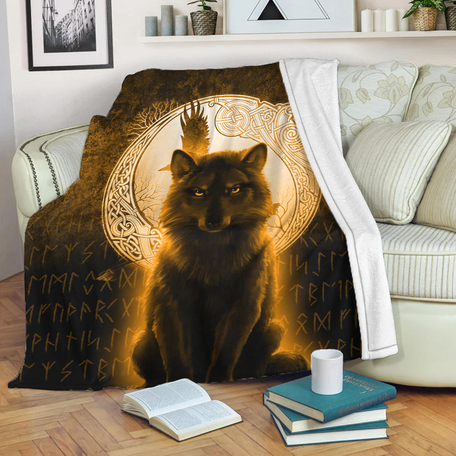 Ligerking Premium Blanket - Fenrir Viking Wolf - Gold Version Premium Blanket A7