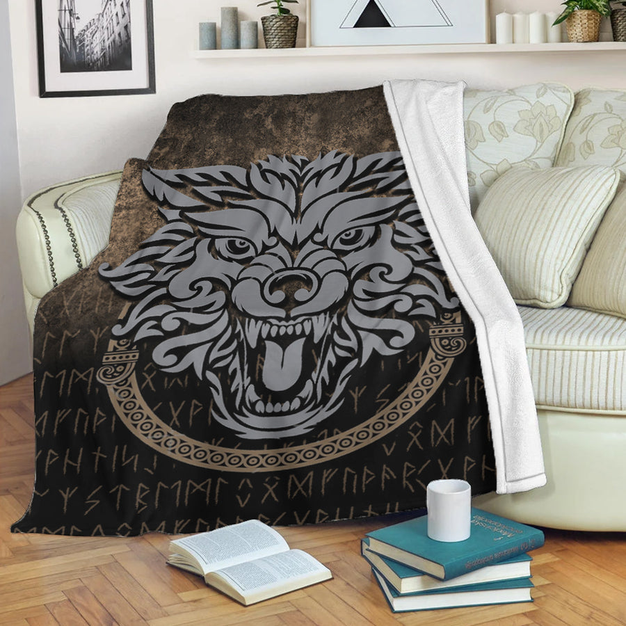 Ligerking Premium Blanket - Norse Pagan Viking Wolf Premium Blanket A7