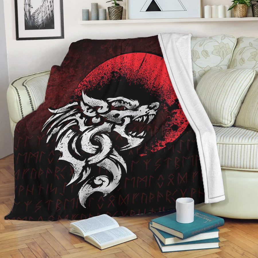Ligerking Premium Blanket - Viking Fenrir Monstrous Wolf Norse Premium Blanket A7