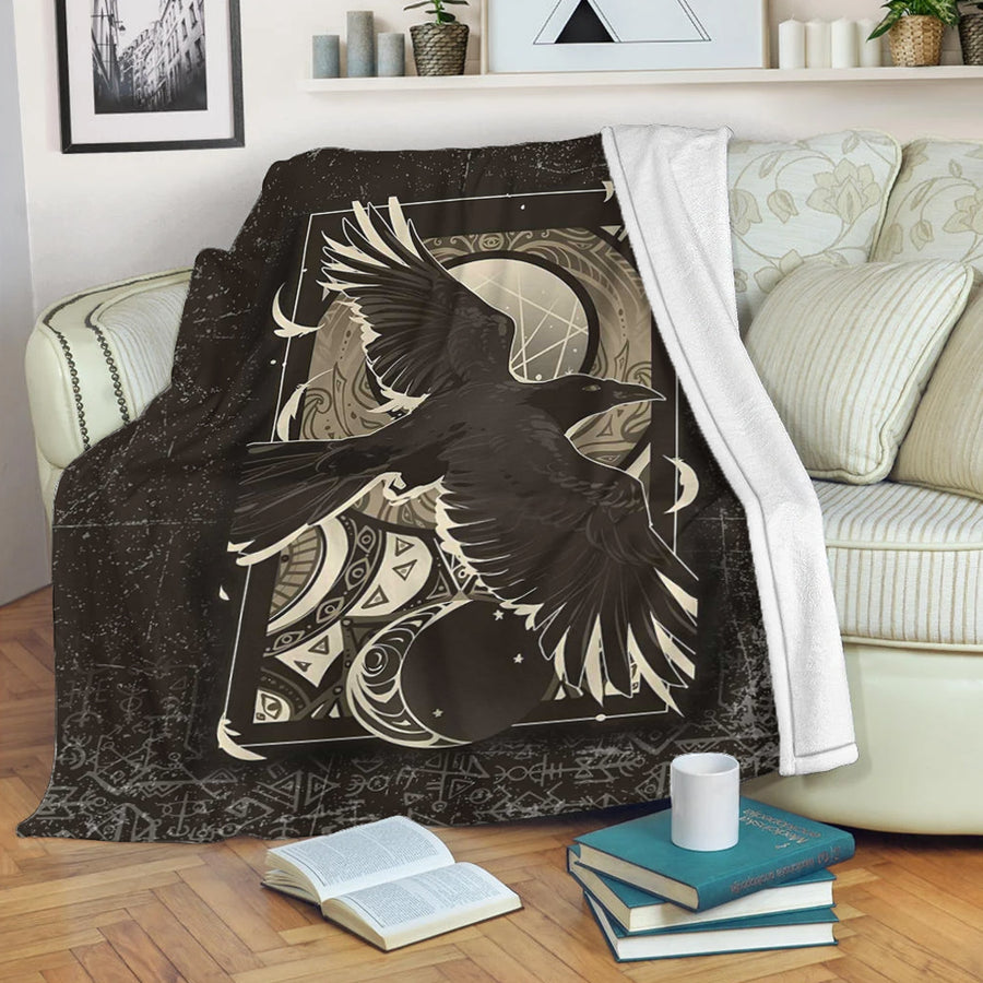 Ligerking Premium Blanket - Viking Raven Celtic Sun and Moon Premium Blanket A35