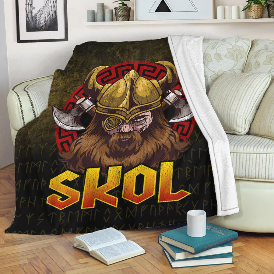 Ligerking Premium Blanket - Skol Viking Beer Norse Mythology Warrior Drinking Premium Blanket A7