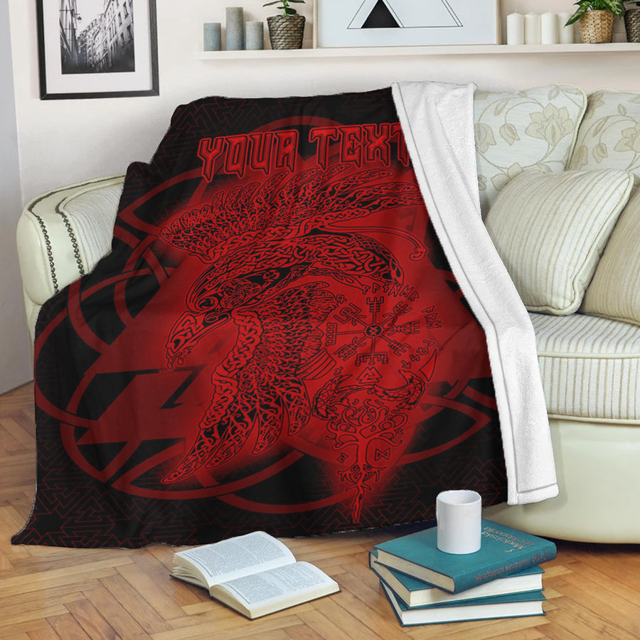 Ligerking Premium Blanket - Valknut Raven Red Viking Homeset Premium Blanket A95