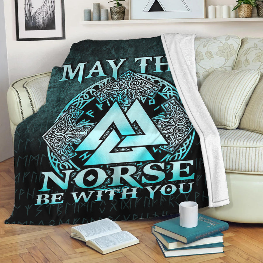Ligerking Premium Blanket - May The Norse Be With You Viking - Cyan Version Premium Blanket A7