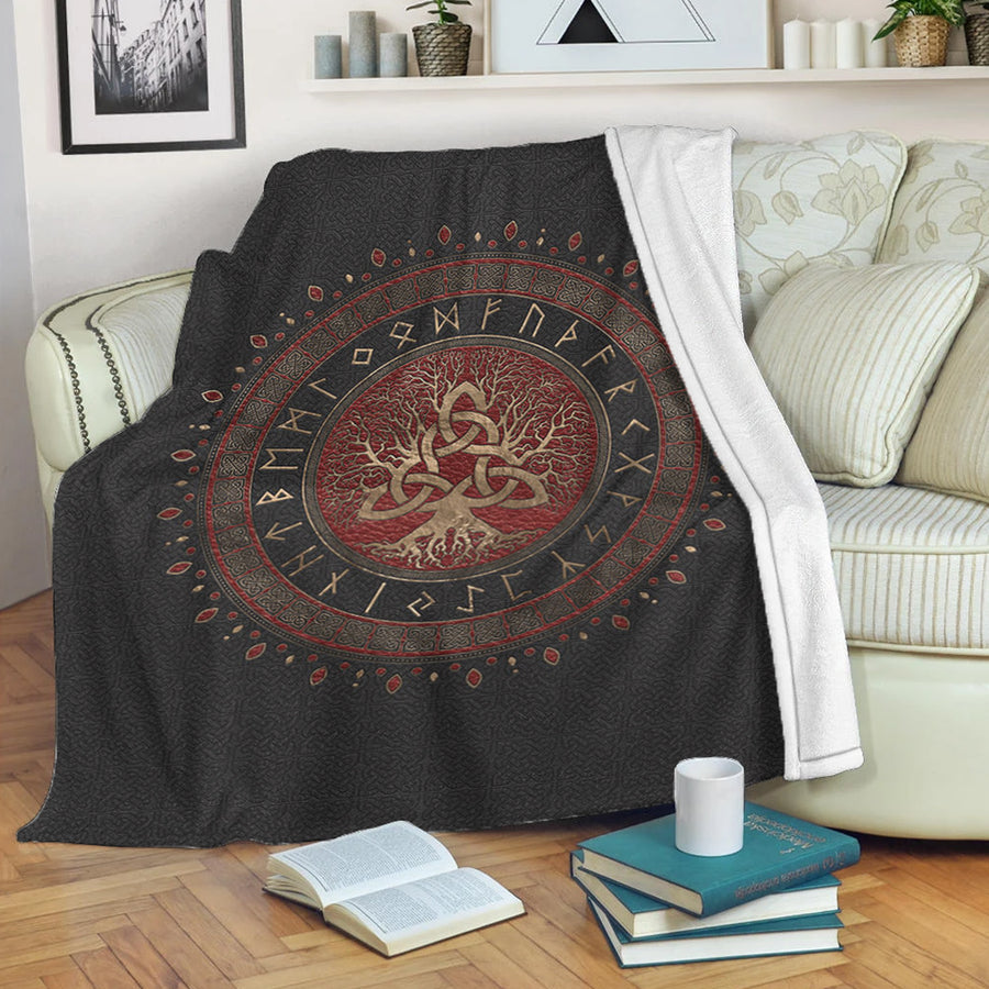 Ligerking Premium Blanket - Tree of Life with Triquetra Premium Blanket A7