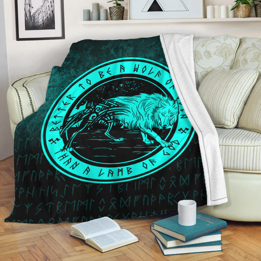 Ligerking Premium Blanket - Wolf Of Odin - Cyan Version Premium Blanket A7