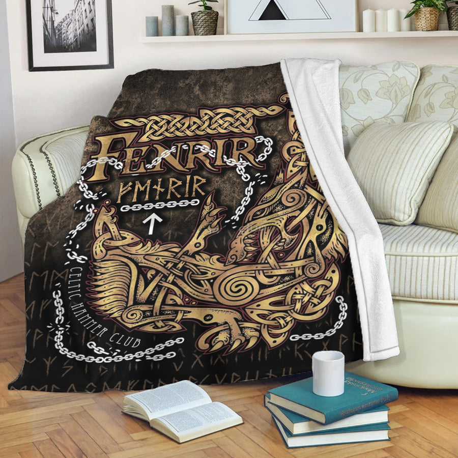 Ligerking Premium Blanket - Fenrir Ragnarok Viking Monster Wolf Premium Blanket A7