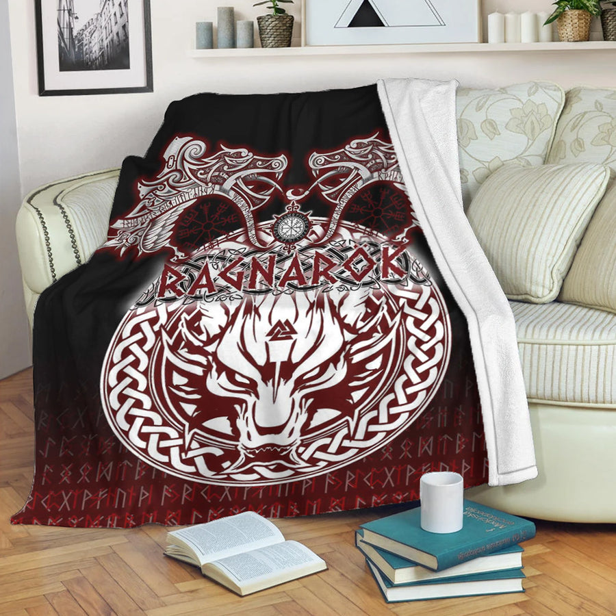 Ligerking Premium Blanket - Ragnarok Fenrir,Valknut and Vegvisir Premium Blanket A35