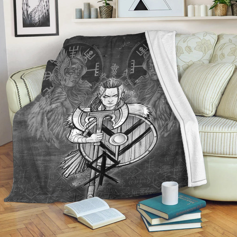 Ligerking Premium Blanket - Viking Women's Warrior Axes Premium Blanket A35