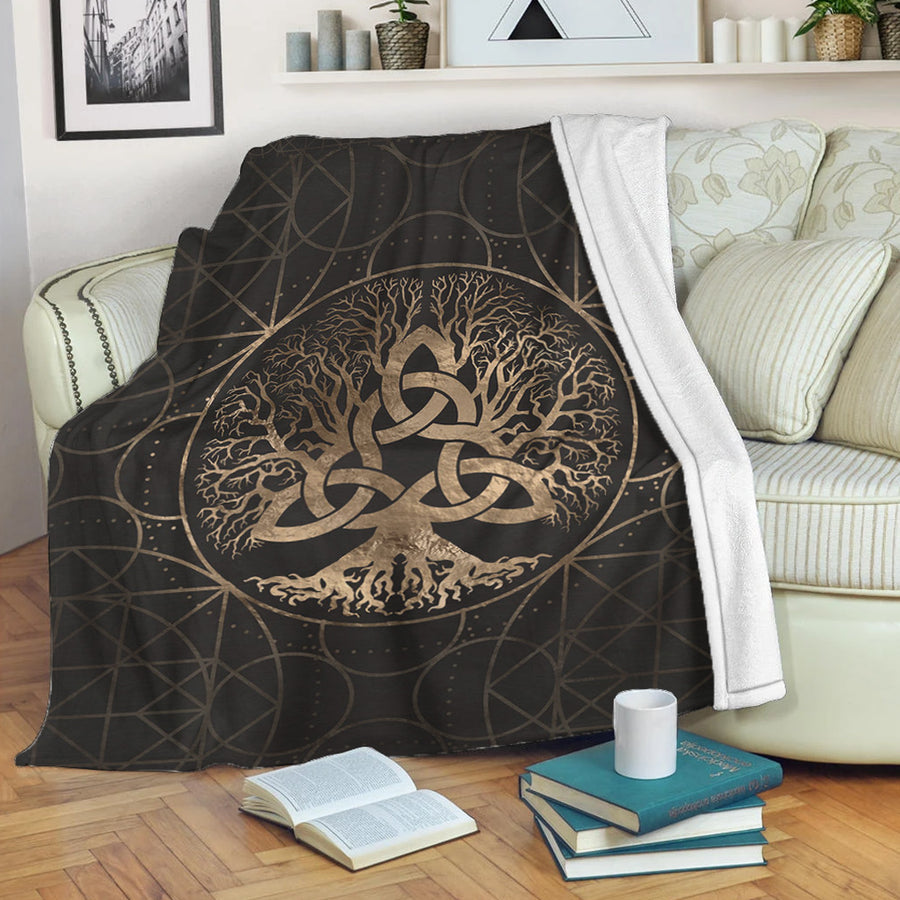 Ligerking Premium Blanket - Tree of Life Yggdrasil with Triquetra Premium Blanket A7