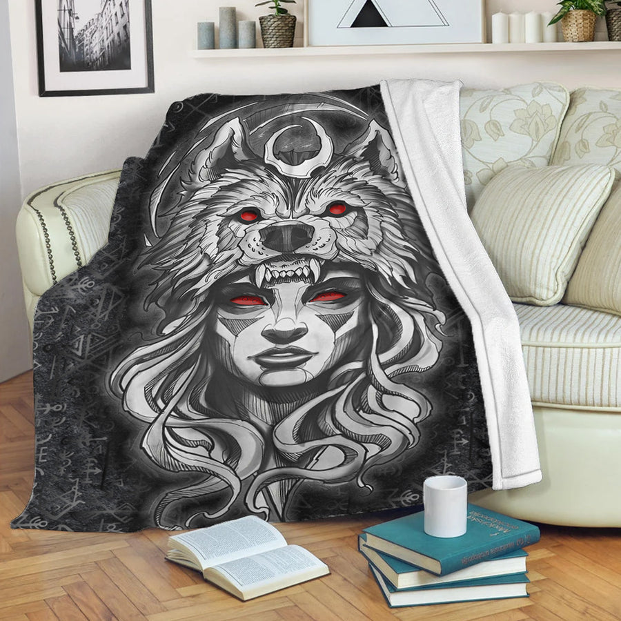 Ligerking Premium Blanket - Valkyries And Bear Raven Turquoise Premium Blanket A95