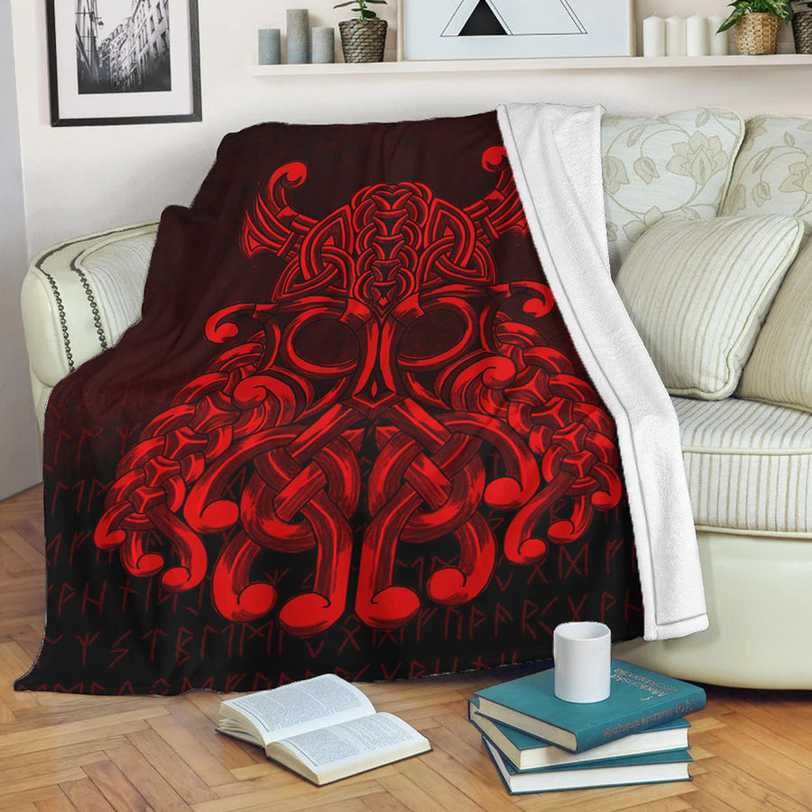 Ligerking Premium Blanket - Vikings Odin Valhalla - Red Version Premium Blanket A7