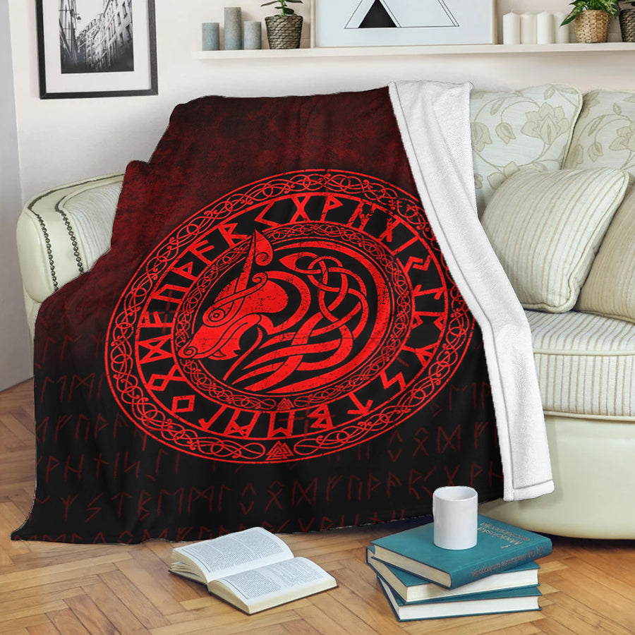 Ligerking Premium Blanket - Viking Wolf - Red Version Premium Blanket A7