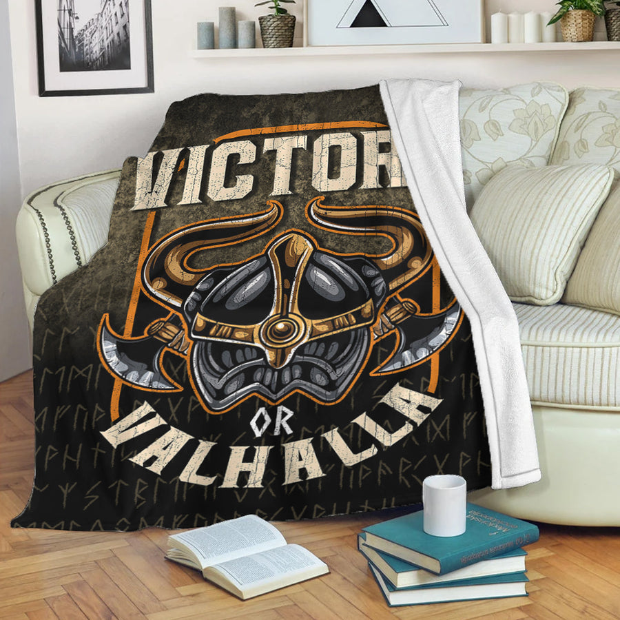 Ligerking Premium Blanket - Viking-Mythology-Victory-Or-Valhalla-Norse Premium Blanket A7