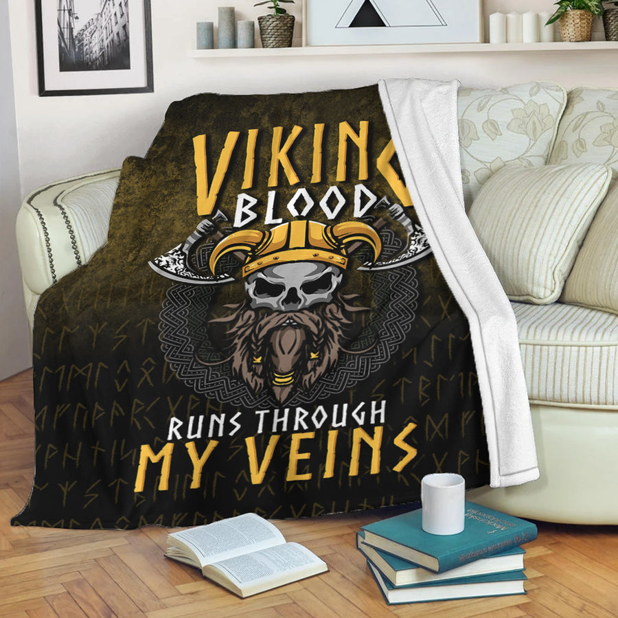 Ligerking Premium Blanket - Viking Blood Run Through My Veins Premium Blanket A7