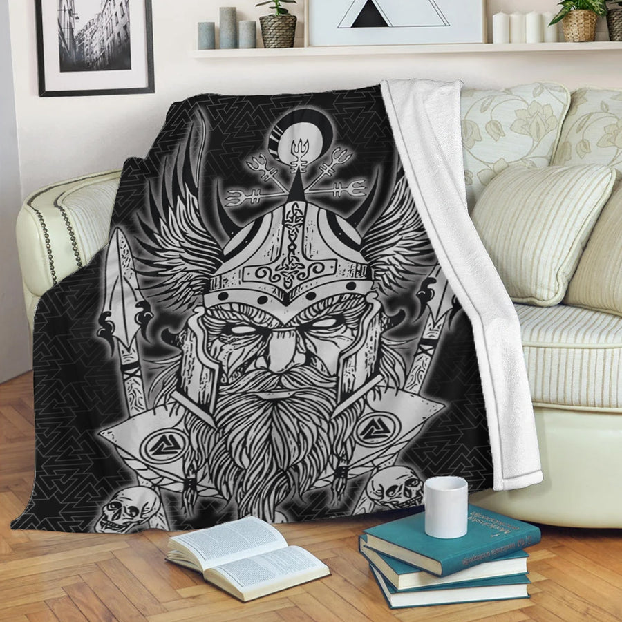 Ligerking Premium Blanket -Odin And Wolf Viking Homeset Premium Blanket A95