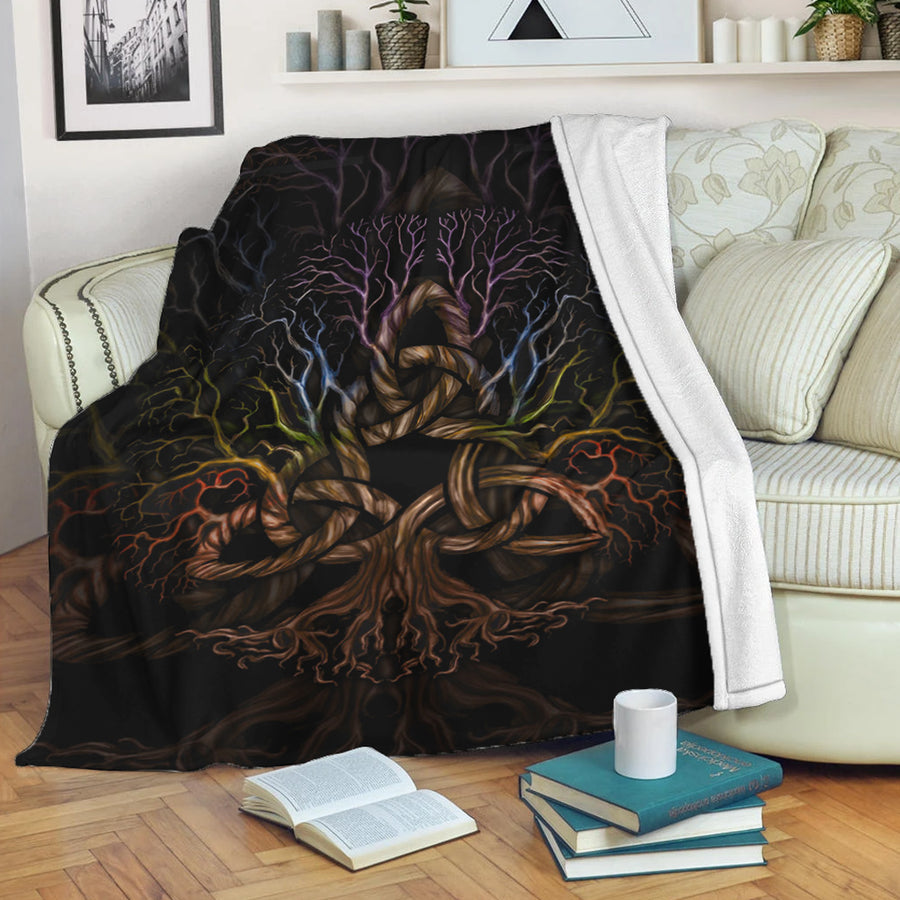 Ligerking Premium Blanket - Colorful Tree of Life With Triquetra Premium Blanket A7