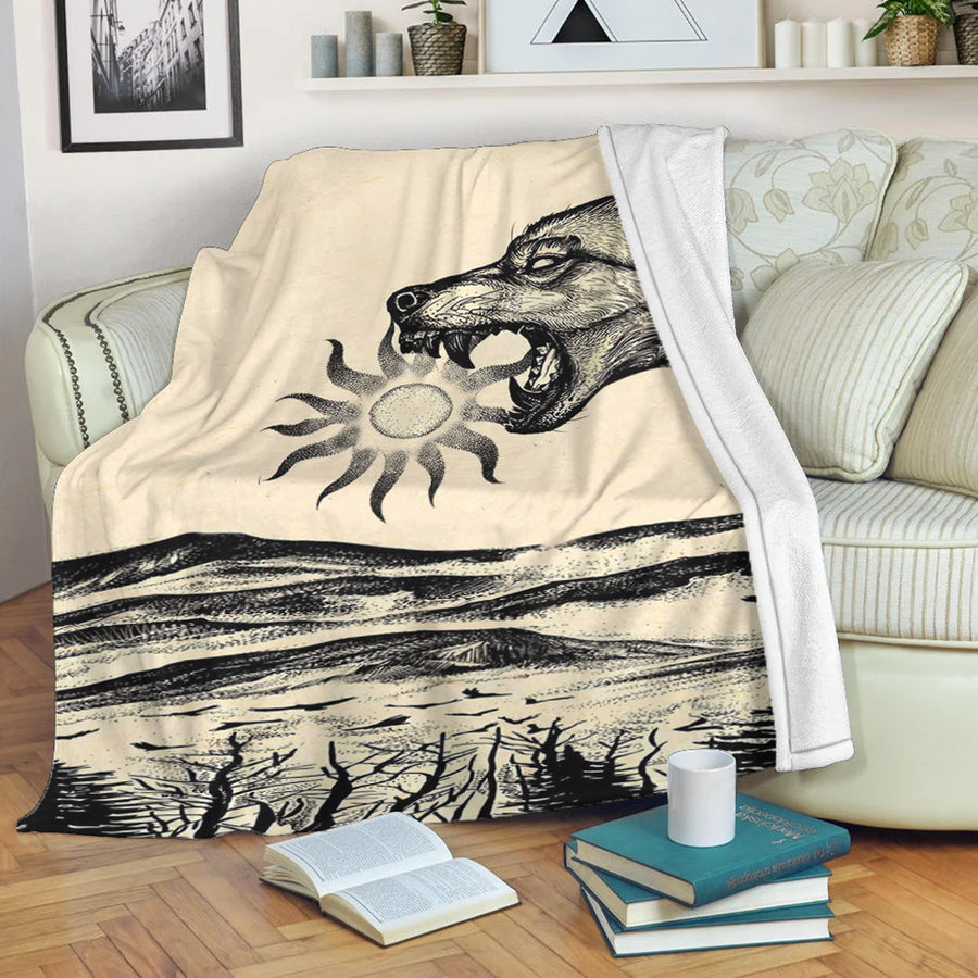 Ligerking Premium Blanket - Viking Wolf Skoll Vintage Style Premium Blanket A35