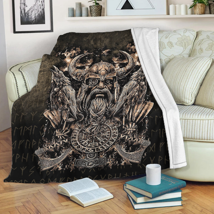 Ligerking Premium Blanket - Odin with Hugin and Munin Premium Blanket A7