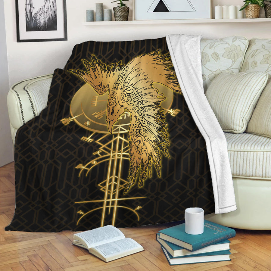 Ligerking Premium Blanket -Viking Raven Gold Premium Blanket A95