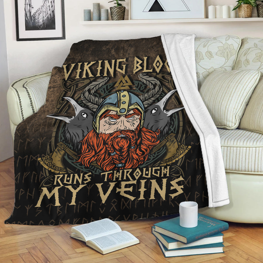 Ligerking Premium Blanket - Viking Blood Run Through My Veins Premium Blanket A7