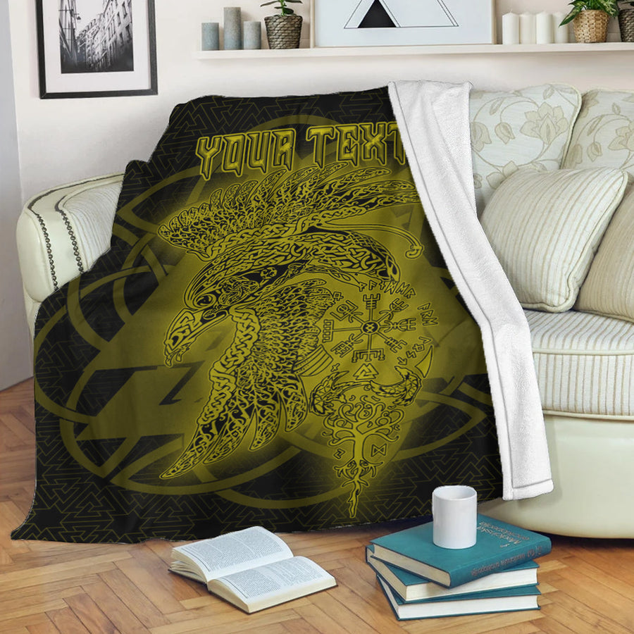 Ligerking Premium Blanket - Valknut Raven Gold Viking Homeset Premium Blanket A95