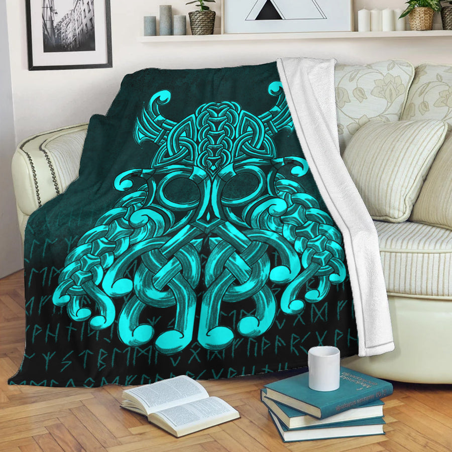Ligerking Premium Blanket - Vikings Odin Valhalla - Cyan Version Premium Blanket A7