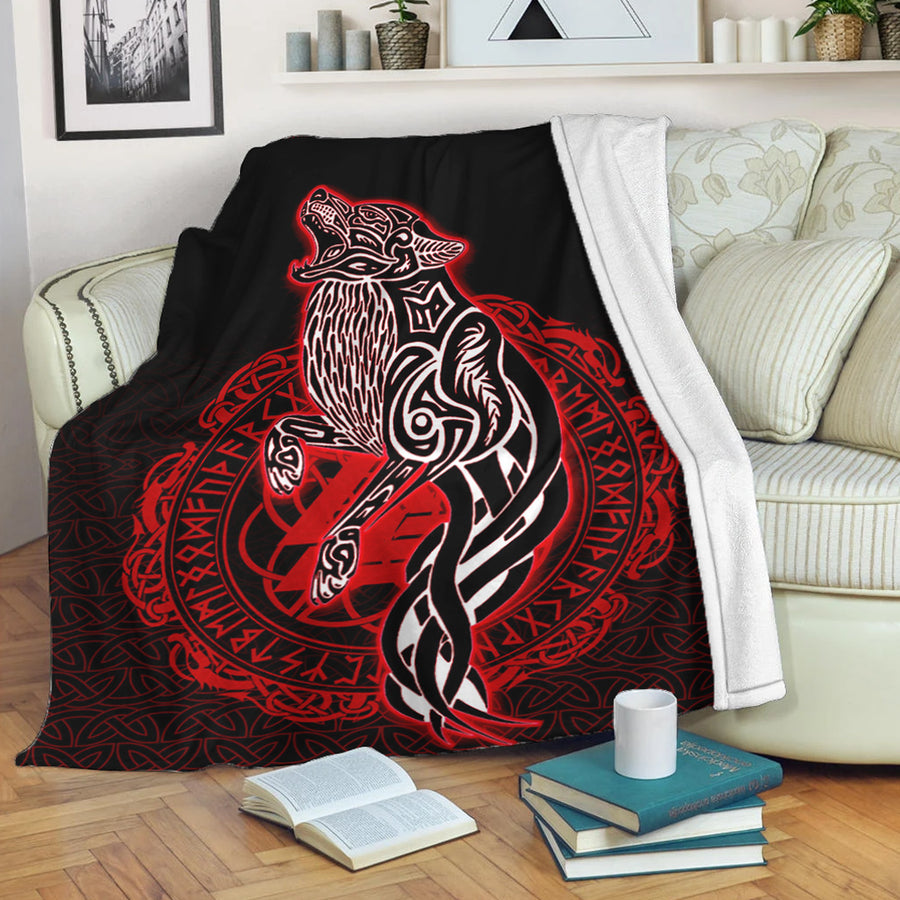 Ligerking Premium Blanket -Wolf Viking Red Premium Blanket A95