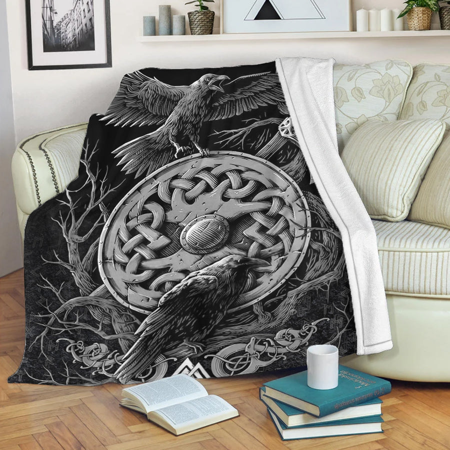 Ligerking Premium Blanket -Celtic Raven Axe Viking Premium Blanket A95