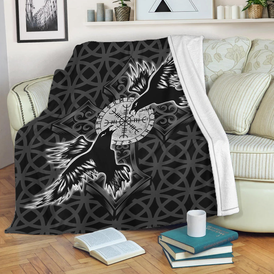 Ligerking Premium Blanket - Viking Raven Cross Premium Blanket A95
