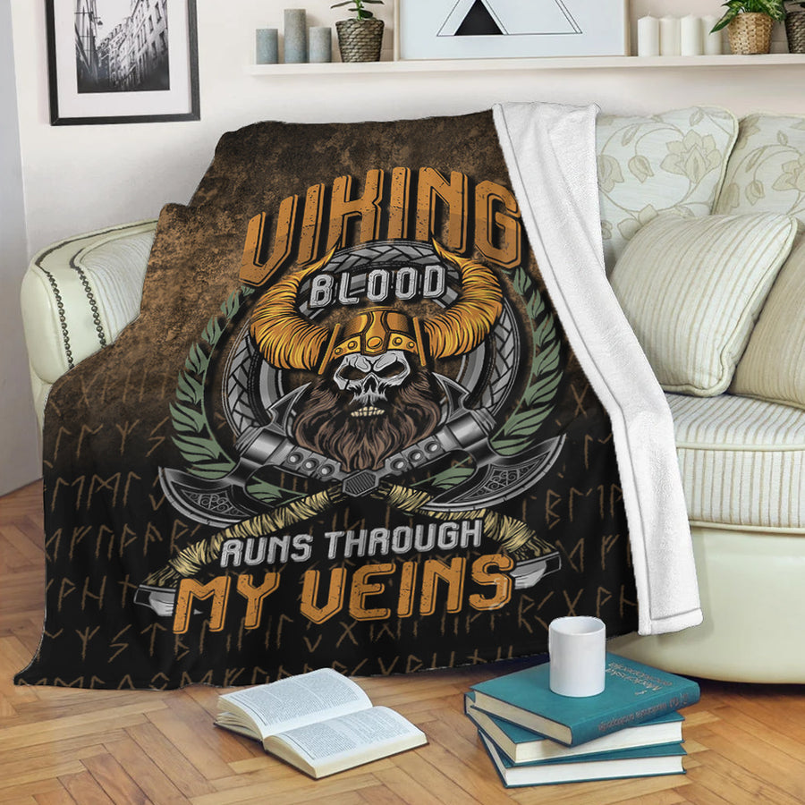 Ligerking Premium Blanket - Viking Blood Run Through My Veins Premium Blanket A7