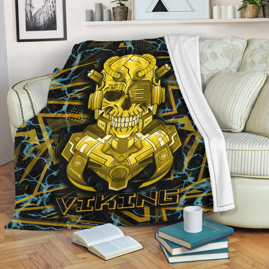 Ligerking Premium Blanket - Viking 3D Warrior Robo Gold Pattern Premium Blanket A35