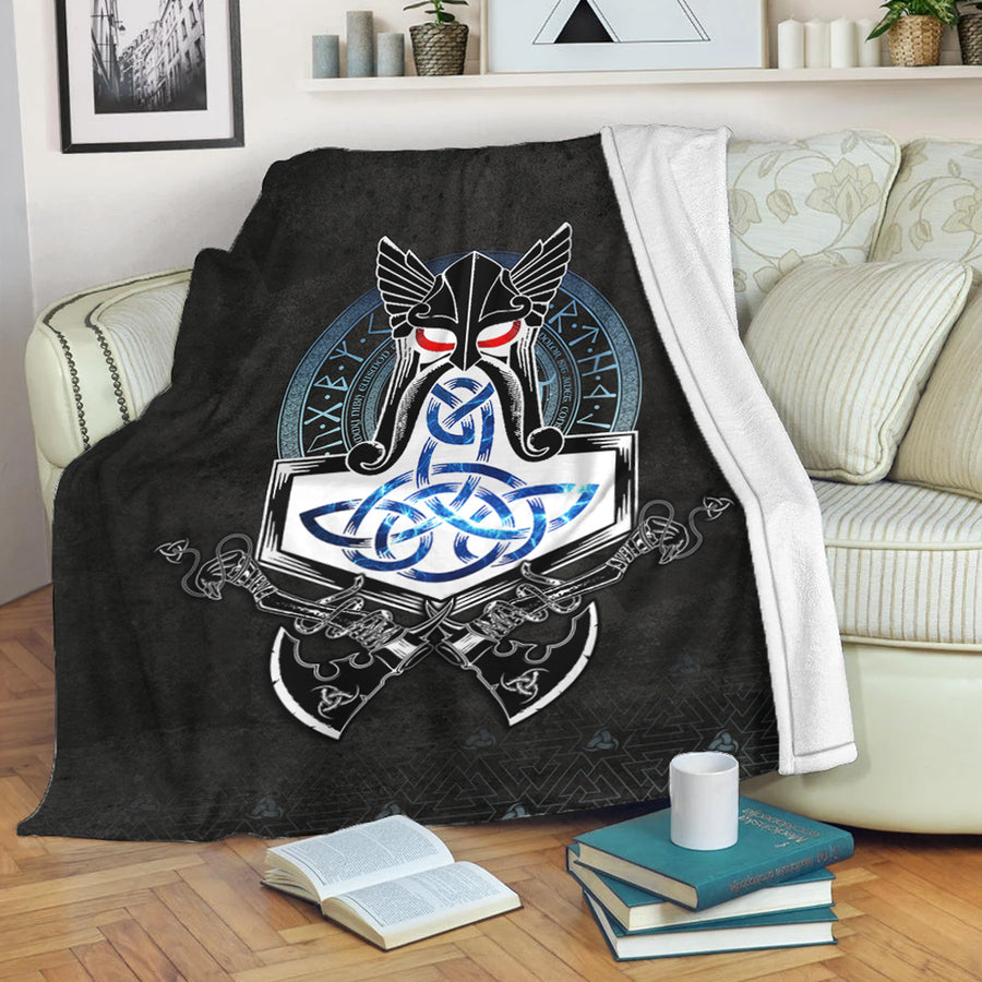 Viking Premium Blanket - Mjolnir Thor Rune Valknut Premium Blanket A35