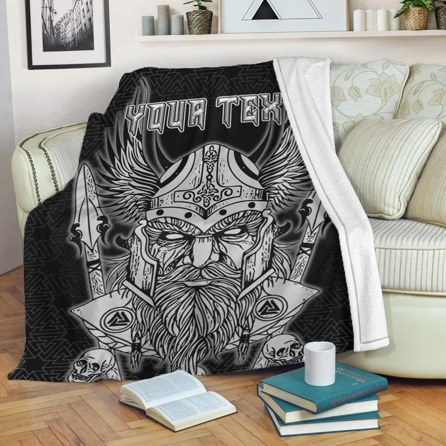 Ligerking Premium Blanket -Odin And Raven Red Viking Homeset Premium Blanket A95