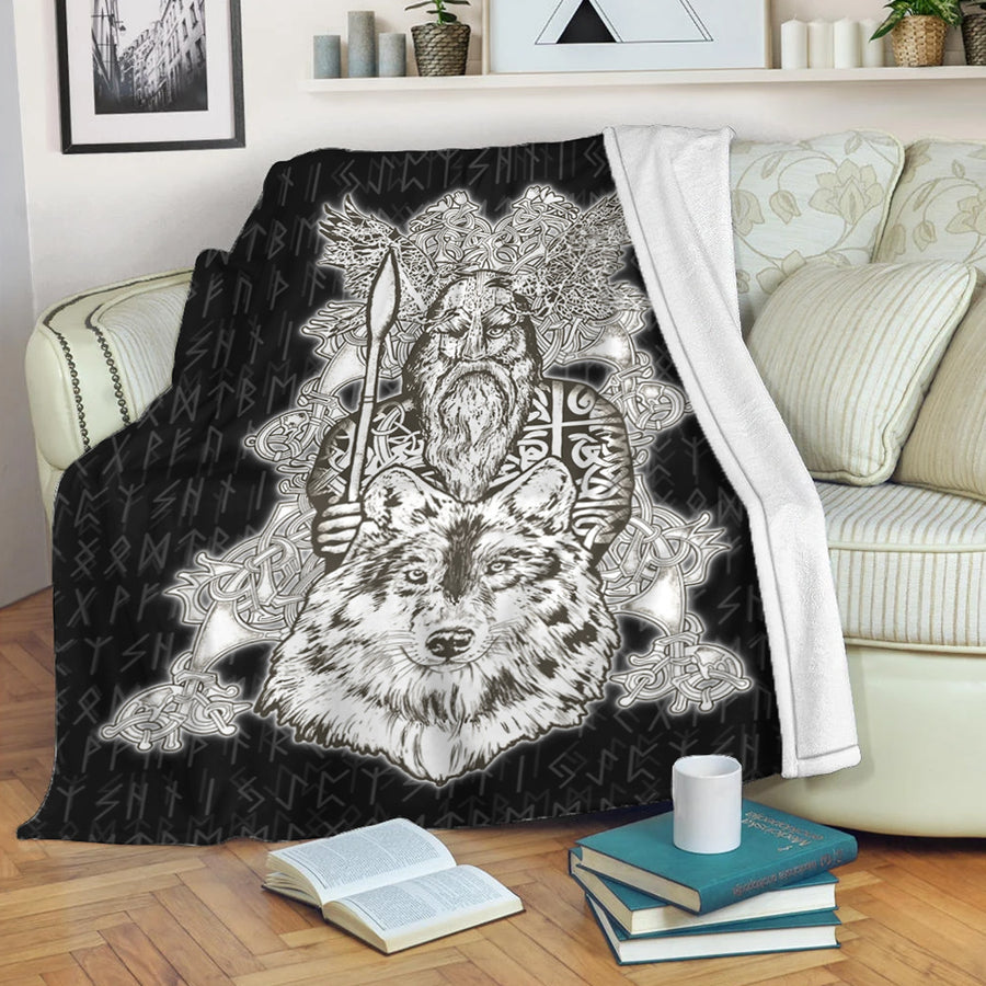 Ligerking Premium Blanket -Odin Wolf Viking Set Premium Blanket A95