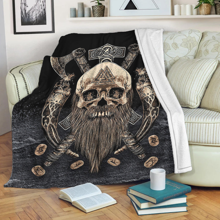 Ligerking Premium Blanket - Odin And Axe Celtic Viking Premium Blanket A95