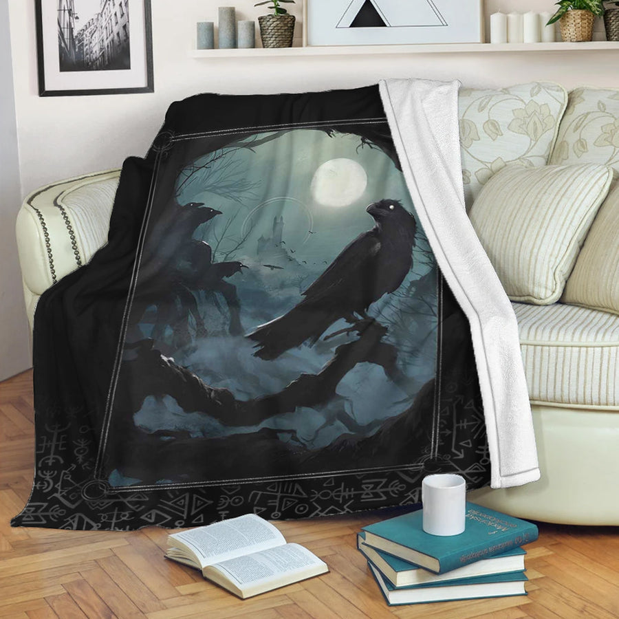 Ligerking Premium Blanket - Raven and Viking Gothic Style Premium Blanket A35
