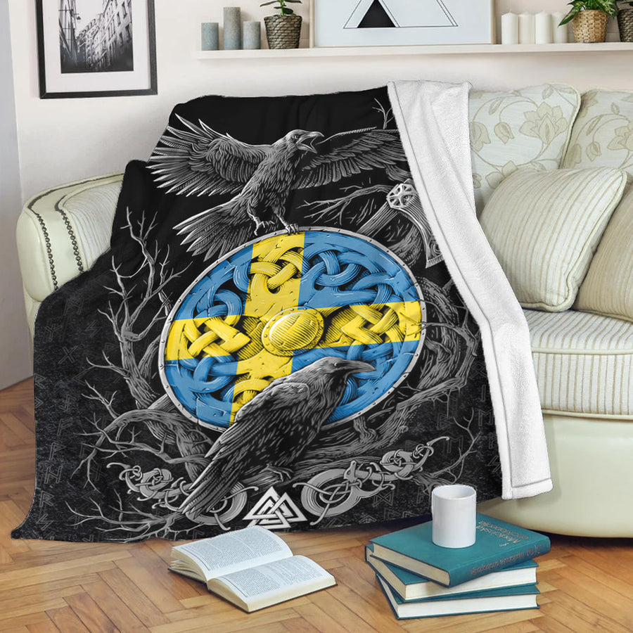 Ligerking Premium Blanket - Sweden Raven Odin Viking Country Premium Blanket A95