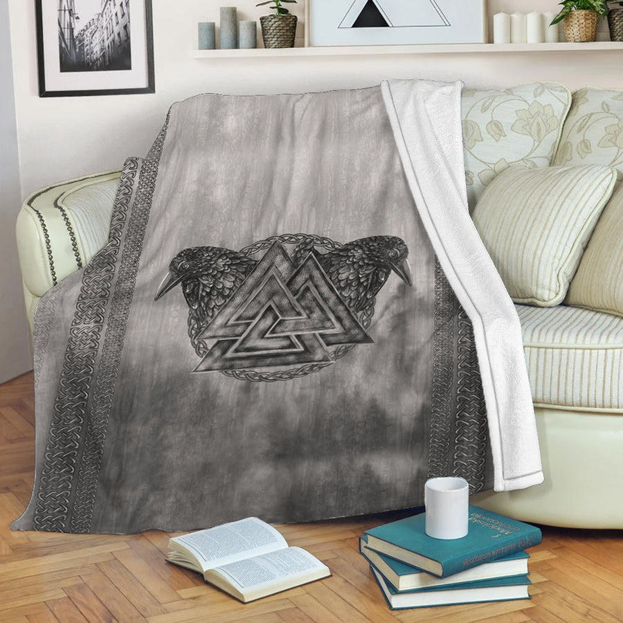 Ligerking Premium Blanket - Viking Valknut and Raven Premium Blanket A7