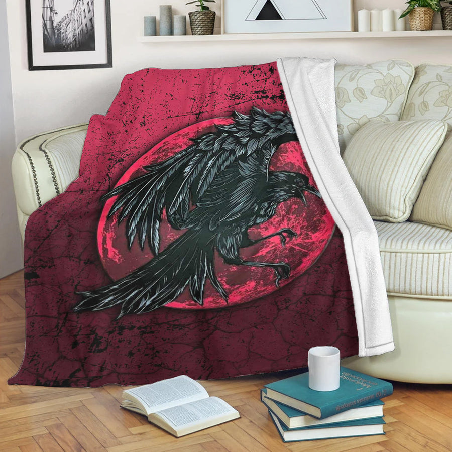 Ligerking Premium Blanket - Raven and Blood Moon Brush Style Premium Blanket A35