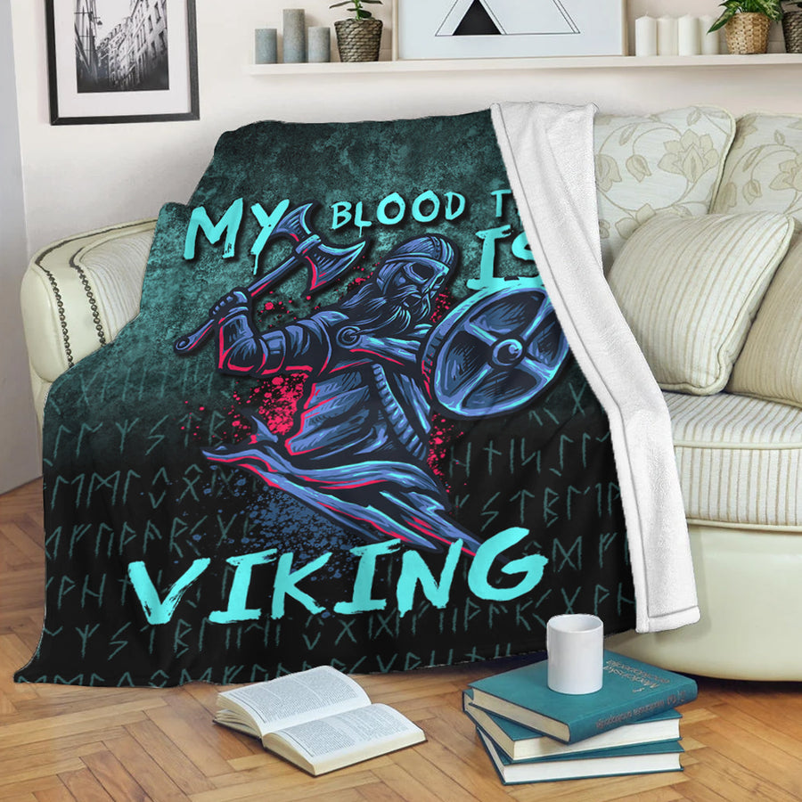 Ligerking Premium Blanket - Blood Type Viking Axe Warrior Valhalla Premium Blanket A7